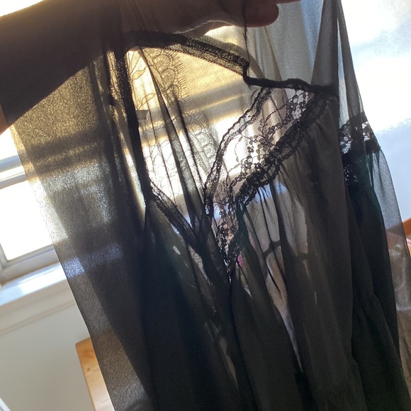 Free People womens  top black s/m sheer black long sleeve. - Picture 8 of 14